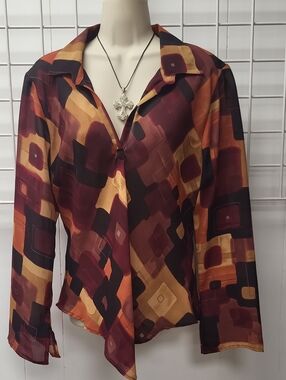 VTG. ANNE Charles Abstract Geo Print  Blouse - MEDUIM